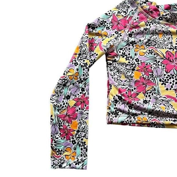 Vince Camuto Girl's Floral Tropical Jungle Print Rashguard SPF 50 Swim T… - Picture 10 of 12